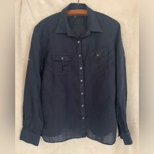 Women’s Lands End Linen Long Sleeve Blouse